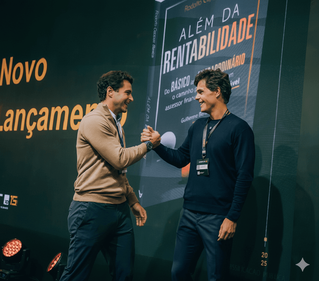 Rodolfo Ceppas Bastos e Guilherme Benchimol no lançamento do livro Além da Rentabilidade